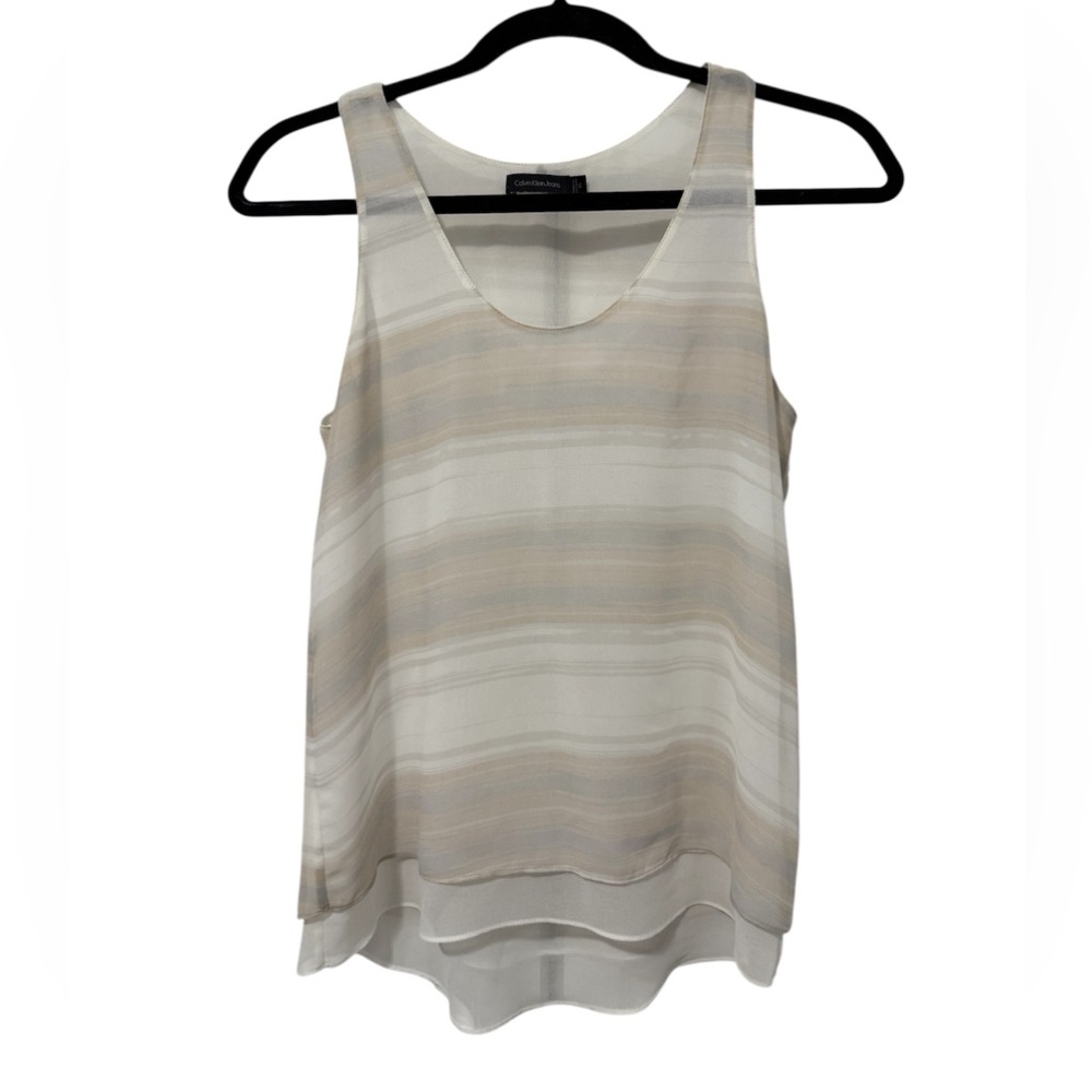 Calvin Klein Sheer Striped Sleeveless Top (Size XS)